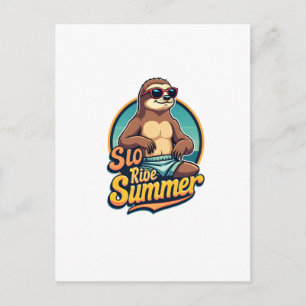Vintage Sloth Summer Retro Beach Vibes Design 2 Postcard