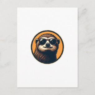 Vintage Sloth Sunglasses Retro Badge Art 2 Postcard