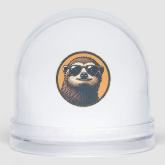Vintage Sloth Sunglasses Retro Badge Art 2 Snowglobe