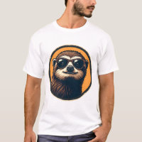 Vintage Sloth Sunglasses Retro Badge Art 2