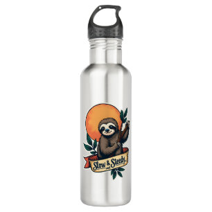 Vintage Sloth T-Shirt Slow and Steady Humor Design 710 Ml Water Bottle