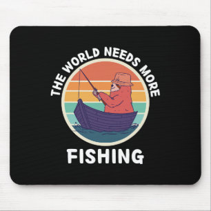 Vintage Sloth The World Needs More Fishing Retro F Mouse Pad