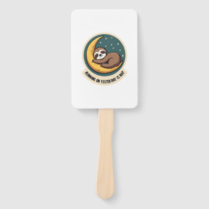Vintage Sloth Tired Quote Funny Retro Animal Desig Hand Fan