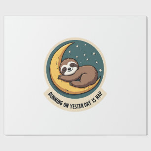 Vintage Sloth Tired Quote Funny Retro Animal Desig Wrapping Paper
