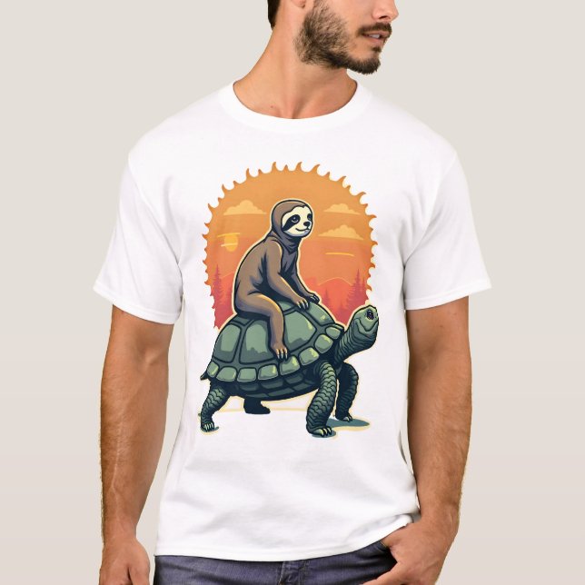 Vintage Sloth Turtle Retro Animal Ride Shirt 2 (Front)