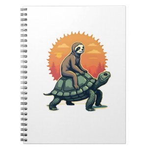 Vintage Sloth Turtle Retro Animal Ride Shirt 2 Notebook
