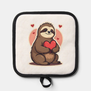 Vintage Sloth Valentine Cute Retro Love Design 2 Pot Holder