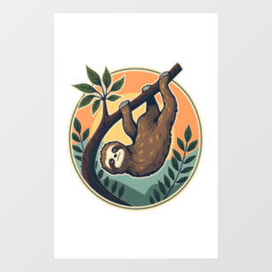 Vintage Sloth Vector Retro Wildlife Badge 2
