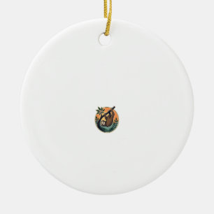 Vintage Sloth Vector Retro Wildlife Badge 2 Ceramic Ornament