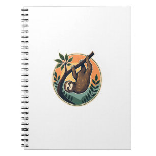 Vintage Sloth Vector Retro Wildlife Badge 2 Notebook