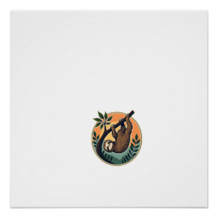 Vintage Sloth Vector Retro Wildlife Badge 2 Poster