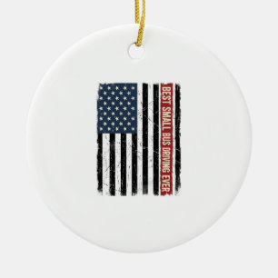 Vintage Small Bus Driver Flag Shirt Design_1 Ceramic Ornament