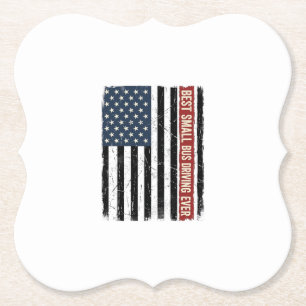 Vintage Small Bus Driver Flag Shirt Design_1 Paper Coaster