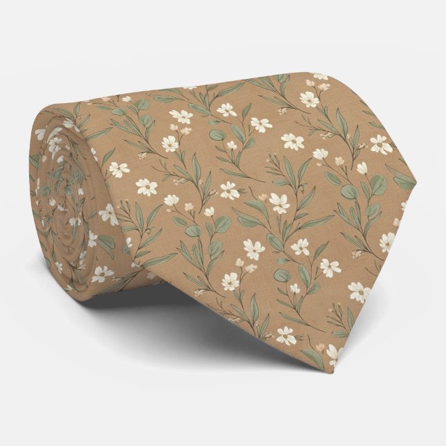 Vintage Small Daisies & Wildflowers Tie (Rolled)