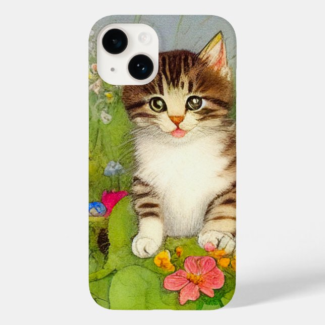 Vintage Smiling Cat Illustration Case-Mate iPhone Case (Back)