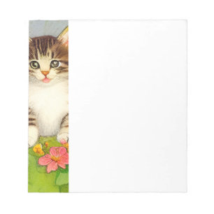 Vintage Smiling Cat Illustration Notepad