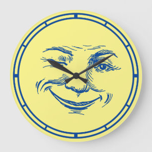 Vintage Smiling Moon Face Large Clock