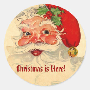 Vintage Smiling Santa Christmas Holiday Gift V07 Classic Round Sticker