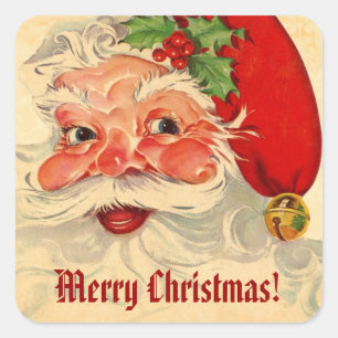 Vintage Smiling Santa Christmas Holiday V01 Square Sticker