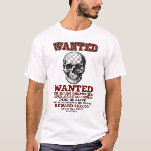 Vintage Smiling Skull Wanted Dead or Alive Poster T-Shirt