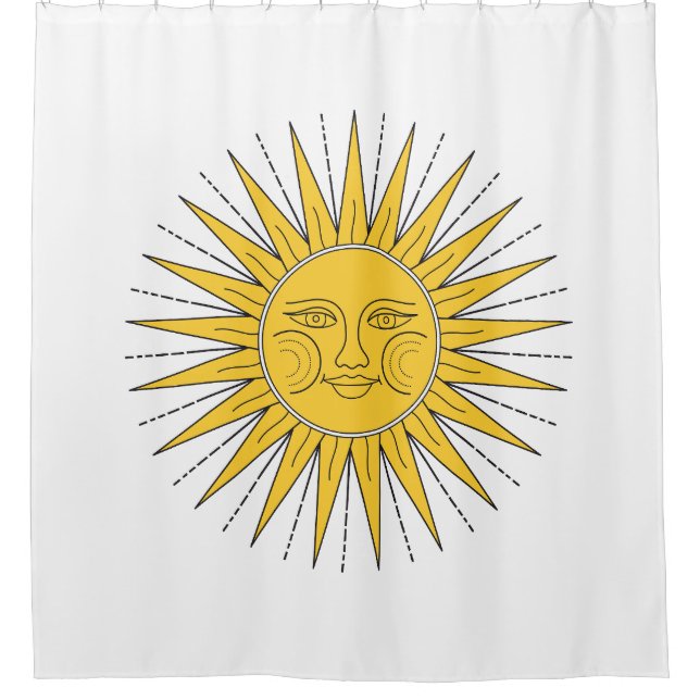 Vintage Smiling Sun  Shower Curtain (Front)