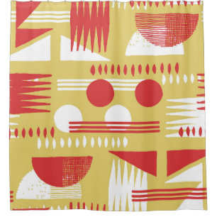 vintage smokeless abstract geometric modern style shower curtain