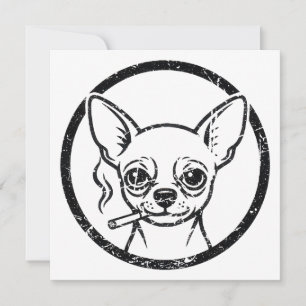 Vintage Smoking Chihuahua Retro Pet Cigarette Holiday Card
