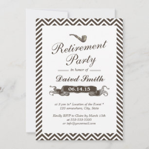 Vintage Smoking Pipe Chevron Retirement Party Invitation