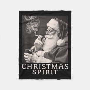 Vintage Smoking Santa Claus Christmas Funny Srit C Fleece Blanket