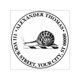Vintage Snail Drawing Name Return Address Self-inking Stamp