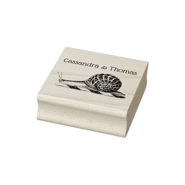 Vintage Snail Drawing Name Rubber Stamp (Stamp)