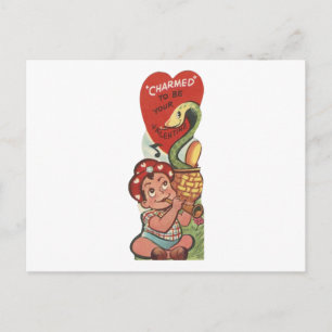 Vintage Snake Charmer Valentine Holiday Postcard