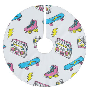 Vintage Sneakers Radio Skateboard Theme Brushed Polyester Tree Skirt