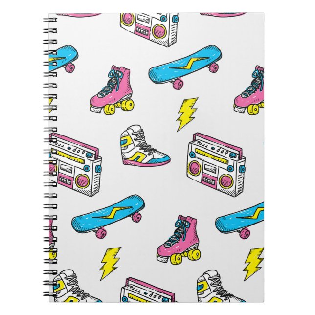 Vintage Sneakers Radio Skateboard Theme Notebook (Front)