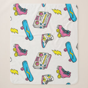 Vintage Sneakers Radio Skateboard Theme Sherpa Blanket