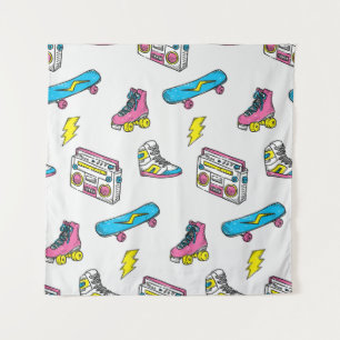 Vintage Sneakers Radio Skateboard Theme Tapestry