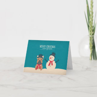 Vintage SNORT Frenchie Christmas Card