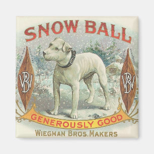Vintage Snow Ball Dog Magnet