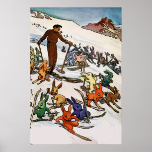 Vintage Snow Bunnies Poster