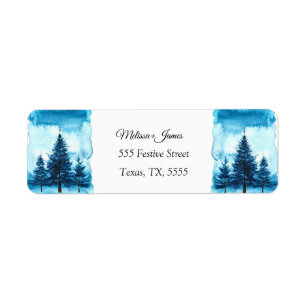 Vintage Snow Christmas Tree Festive Wedding Label Return Address Label