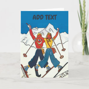 Vintage Snow Couple, add text, Card