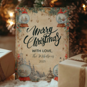 Vintage Snow Globe Christmas Holiday Card