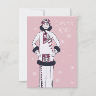 Vintage Snow Queen Personalised Christmas Thank You Card