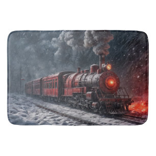 Vintage Snow Train Bath Mat