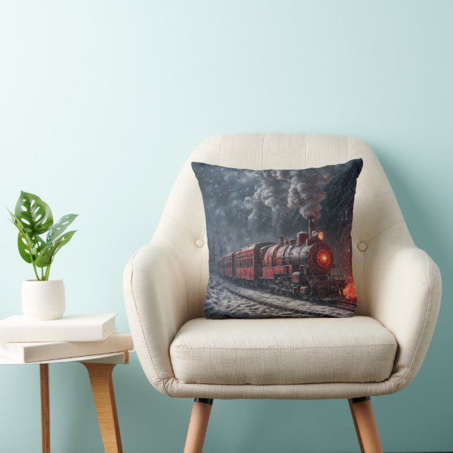 Vintage Snow Train Cushion (Chair)