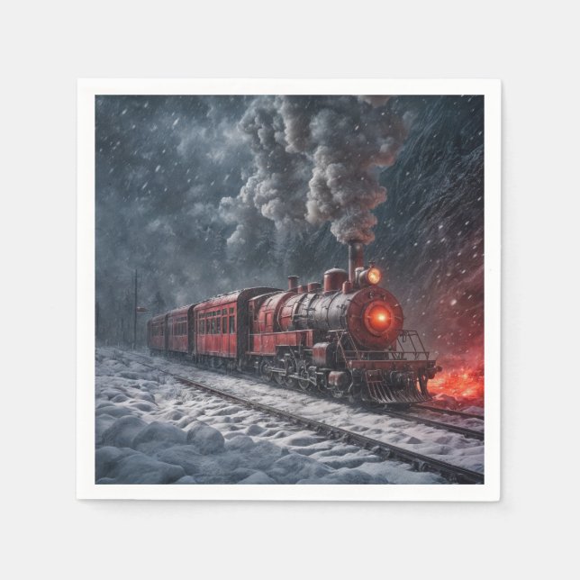 Vintage Snow Train Napkin (Front)