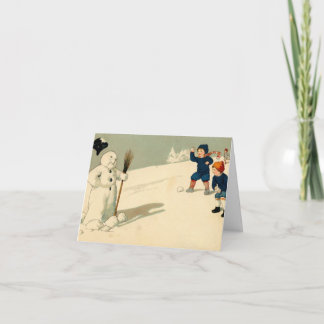 Vintage Snowball Fight Card
