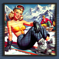 Vintage Snowboard Pin-up