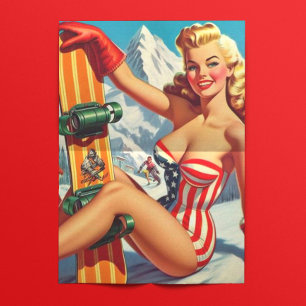 Vintage Snowboard Pin Up Tissue Paper