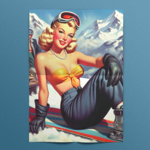 Vintage Snowboard Pin-up Tissue Paper